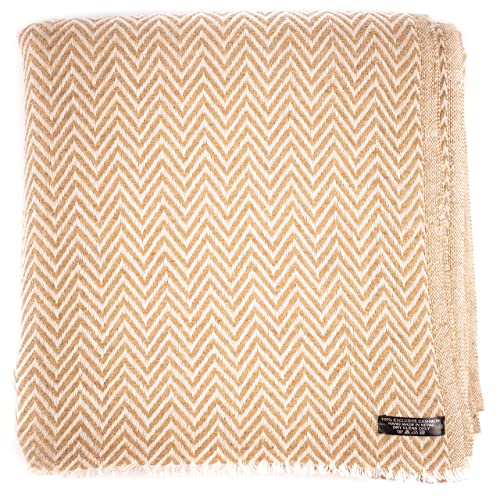 yanopurna Kaschmirdecke – handgewebte Sofaüberwurf Decke aus 100% Kaschmirwolle – 135 x 270 cm. Weiche und gemütliche Kuscheldecke mit Fischgrätenmuster für Couch und Stuhl – Hergestellt in Nepal