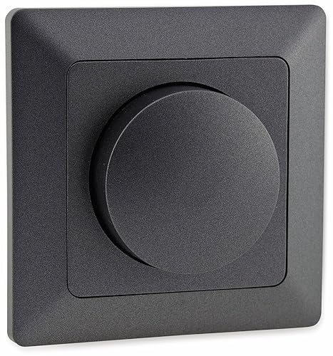 MILOS Dimmer für dimmbare Leuchtmittel 3-60W Led-Dimmer inkl. Rahmen Unterputz Montage Anthrazit