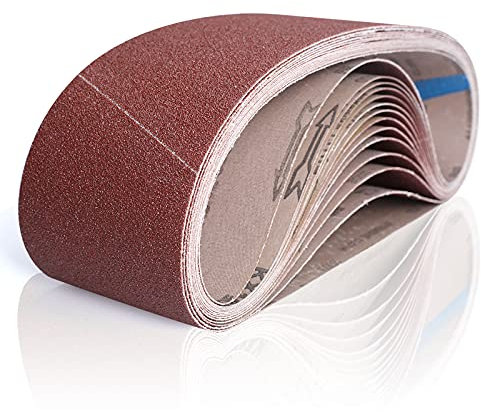 BOSHCRAFT 14 Pack Sanding Belts 4x36 Inch, 4x36 Belt Sander Sanding Belt Sander Paper 40/60/80/120/180/240/400 Grits Assortment Aluminum Oxide Sanding Belts for Belt Sander Knife Wood Metal Polishing