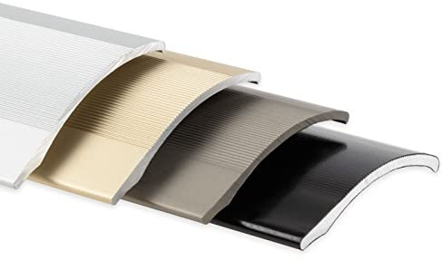 Floordirekt Übergangsprofil selbstklebend | Übergangsleiste Höhenausgleich bis 11 mm aus Aluminium | Anpassungsprofil 38 mm x 100 cm Höhenausgleichsprofil | einfache Montage (1 Stück Edelstahl matt)