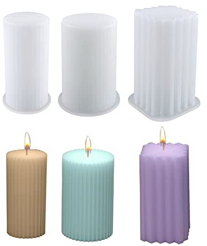 3 Stück Kerzenform Kerzen Silikonformen Zylinder Kerzen-Gießform Stumpenkerzen Formen Kerzenformen zum Gießen für Kerzenherstellung Formen DIY Kerzen, Wachs, Seife, Polymer Ton Handwerk Dekoration