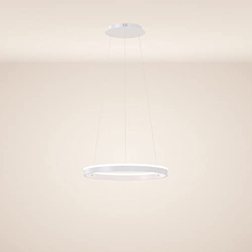 s.luce LED Ring Pendelleuchte rund Direkt oder Indirekt Hängelampe Wohnzimmerleuchte, Farbe:Weiß, Größe:Ø 40cm