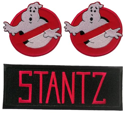 Catch the Patch Ray Stantz Aufnäher Set 3 Stück zum Aufbügeln Bügelbild für Erwachsene mit Sammlerpack Geisterjäger Kult-Film Vintage Original, Ecto-1 Proton Pack Slimer Fan Detail