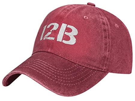 YINGD Denim Baseball Cap Us Army 12b Combat Engineer Denim Hip-Hop Cap Atmungsaktiv Waschbar Baseball Unisex für Männer Frauen, rot, One size
