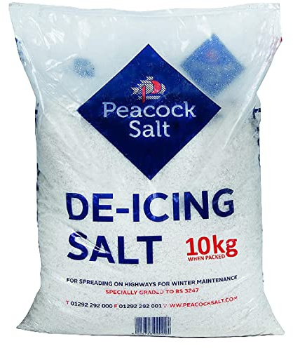 White De-Icing Grit Rock Salt for Clear Driveway Paths and Roads of Ice and Snow 10KG Bag of Melting Salt