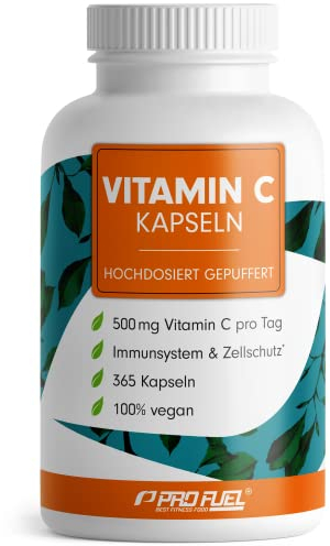 Vitamin C hochdosiert - 365 Kapseln - 500 mg Vitamin C gepuffert - hochwertiges Calcium-Ascorbat optimal hochdosiert - laborgeprüft mit Zertifikat - 100% vegan - Jahresvorrat