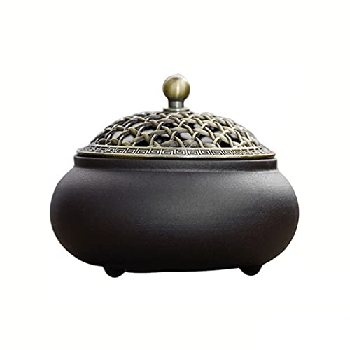 YLWX Bocaux Rangement Cuisine Vintage en Céramique Couvercle Creux Rangement Oignon Ail Rangement Oignon D'ail Pots (Color : Noir)