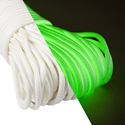 Abma Cord Glow in The Dark Paracord 550 4mm Luminous Rope 9 Strands Cord | Max 250kg (550lbs), Polyester Sheath, Nylon Core, DIY, Crafting, Camping, Tent, Bracelet