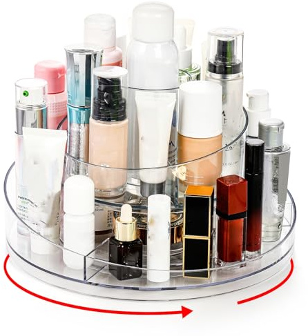 Coloch 360° Make up Organizer drehbar, 2-lagig Transparenter Organizer Kosmetik, rund Drehteller Make-up-Halter für Dresser, Badezimmer, Schlafzimmer