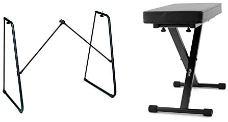 Yamaha L-2C Keyboard Stand, Foldable and Practical Instrument Stand with a Sturdy Design, in Black & Tiger PST7-BK Keyboard Bench, Piano Stool – 4 Height Adjustable and Foldable X-Frame Seat