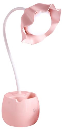 NUOBESTY Led Desk Lamp with Touch Dimmer and Flower Design Pen Holder Pink Table Lamp for Eye Protection Home Office Study