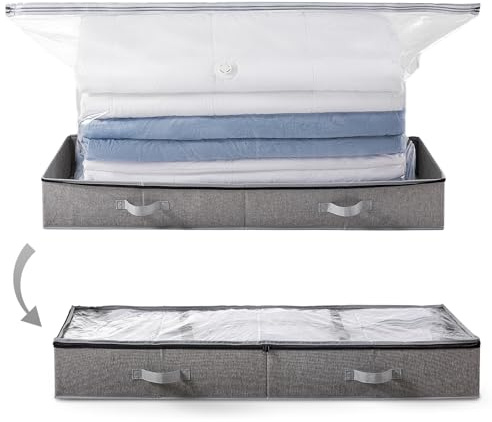 TAILI Under Bed Vacuum Storage Bags for Comforters and Blankets, Save 80% Space, Large Capacity Foldable Under Bed Storage Box for Quilts Pillow Blankets Linen, 41 x 17.7 x 6, Jumbo Vacuum Seal