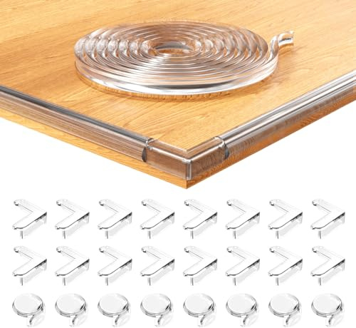 12 Meter Kantenschutz Baby with 24 Ecken Kantenschutz Transparent Tischkantenschutz Baby Kindersicherung Kantenschutz für Baby Weich Tischkantenschutz Klebebänder Starker Kleber Schützt (12m + 24pcs)