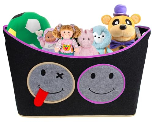 SILUK Aufbewahrungsbox Kinder | 60 L | Spielzeugkiste aus Filz | Perfekte Aufbewahrung für jedes Kallax Regal | faltbare Spielzeug Aufbewahrung für Jungen & Mädchen (Einzelbox) (Pink/Beige)