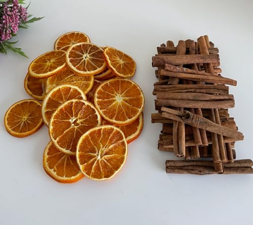 Nillkanth Dried Orange Slices, Cinnamon Stick Christmas Dried Fruit Floral Supplies for Christmas Tree Xmas Craft Decorations (5 cinnamon & 5 oranges)