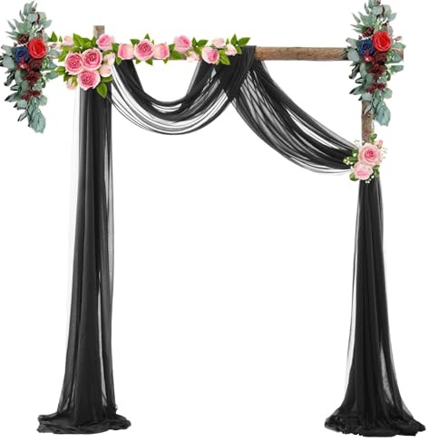 Hoshisea Hochzeitsbogen-Drapierstoff, Hochzeitsbogen Tüllstoff, Vorhänge Hochzeit Bogen Vorhänge, für Hochzeitsbogen Dekoration, Stuhldekoration, Requisiten Schießen.(Schwarz)