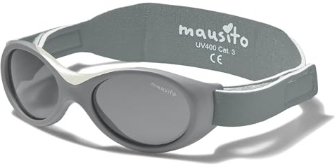 Mausito Lunettes de soleil bébé 0-18 mois bandeau ajustable et souple, monture flexible | Lunettes de soleil enfant avec protection 100% UV400 & sans BPA | Design européen moderne, maintien parfait