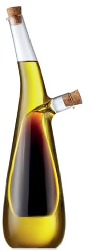 noTrash2003 2in1-Essig- und Öl-Spender aus Glas mit Korken Essig und Öl Menage Borosilikatglas Innere Kammer 80 mL Äussere 300 mL Salat Kochen Esstisch