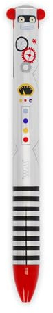 Legami - Zweifarbig, Robot Motiv, schwarze und rote Tinte, Click&Clack Stift, Ideal für Schule Büro Zuhause, Zweifarbig, 1 mm Spitzendurchmesser