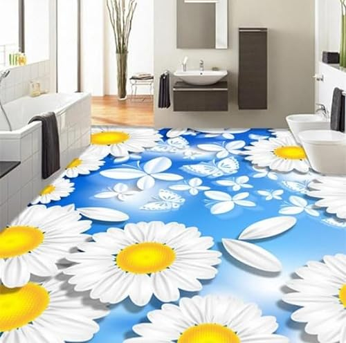 Benutzerdefinierte Boden bemalt 3D Cartoon Sonnenblume 3D Wohnzimmer Schlafzimmer Boden bemalt selbstklebende 3D-Bodenbelag Tapeten, 430 cm x 300 cm