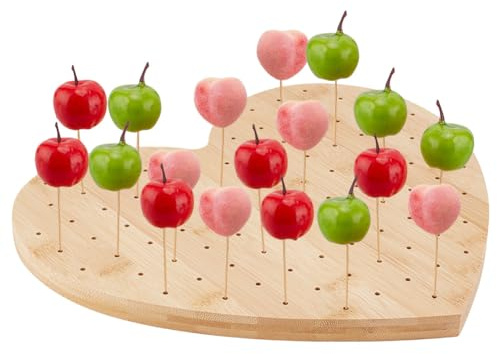 FINGERINSPIRE Bambus Spießhalter Zur Präsentation von Lebensmitteln Herzform 99 Loch Lutscher Präsentationsständer Holzfarbe Vorspeisen Präsentationshalter Für Geburtstagspartys Cocktailparty
