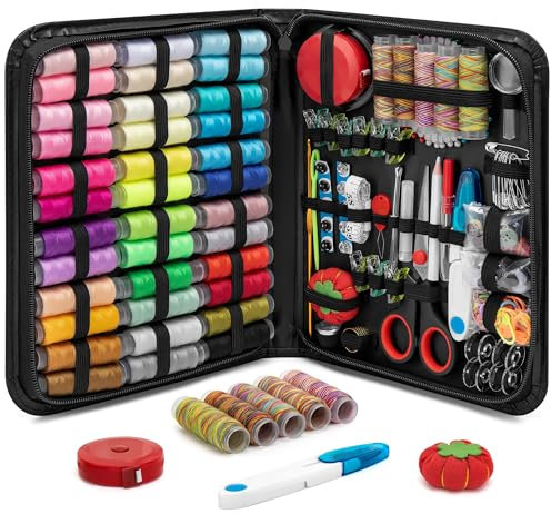 KEYHOT Nähset Grundausstattung, Reisenähset Nadel und Faden Set, Nähmaschine Nähzeug Set mit Inhalt für unterwegs Hochwertig Anfänger mit Knöpfen（228PCS）