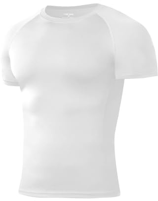 Niksa 1-pack kompressionströja herr, funktionell skjorta andas sportskjorta män kortärmad snabbtorkande löpartröjor gym tröja, Vit (1 styck), XL