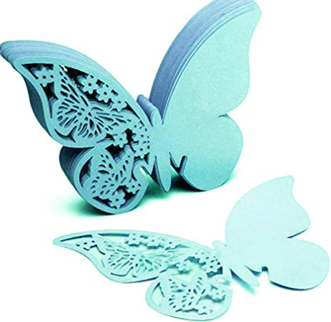 50 pezzi di carte per feste con farfalle, segnaposto per matrimonio, carte per tavolo, segnaposto, decorazione da tavolo, carte per il nome da scrivere, per compleanno, comunione, battesimo, festa