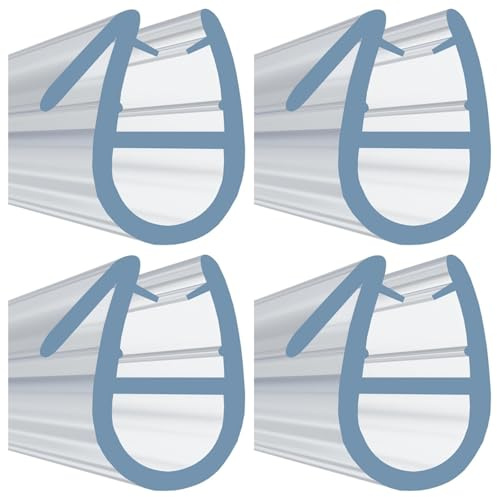 4er Set 70cm Duschtürdichtung für 6mm bis 10mm Glas Duschdichtung für Duschkabinen Dichtungsleiste Ersatz 280CM Gesamtlänge (6mm)