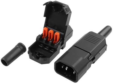 YACSEJAO IEC320 C13 C14 Steckverbinder 2PCS 250V 10A AC 3 Pin C13 Buchse+C14 Stecker Rewirable Netzadapter Stecker