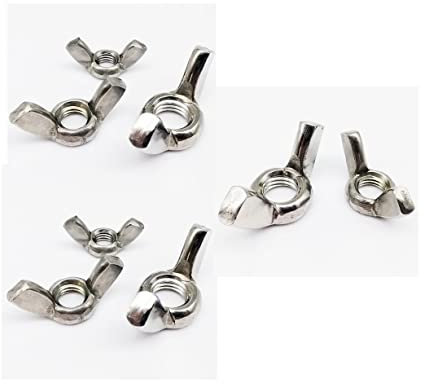 NIXUUANGCHISA Écrou à Oreilles Papillon en Acier Inoxydable Écrou à Pouce réglable en Acier Inoxydable, serrer à la Main, écrou à Aile Papillon, Boulon à vis, écrou Papillon, 10 pièces(M6)