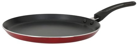 Crealys 539353 Cerise, aluminio prensado 24 cm de diámetro, revestimiento antiadherente, color rojo metalizado, sartén para crepes para todo tipo de fuego, incluida inducción