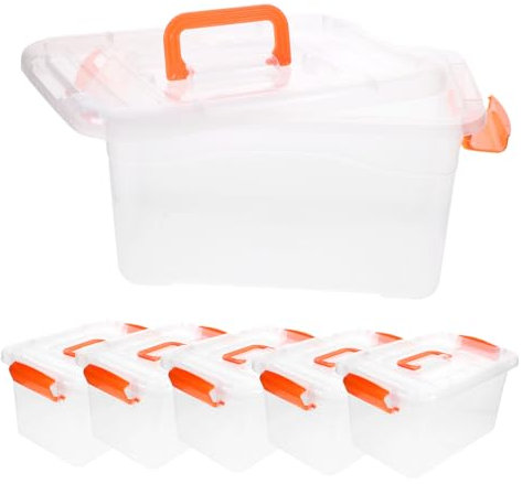 Generico 6 Pezzi Scatole Per La Casa Trasparenti Contenitori Di Grandi Dimensioni Porta Impilabile Cassa Di Vimini Cestini Per Scaffali Coperchio Per Oggetti Cubici Doppio Contenitore Per