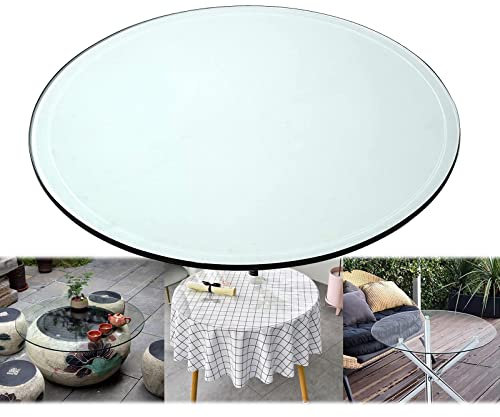 Mesa redonda de cristal templado para mesa de centro de ratán de 9 mm de grosor, resistente al calor, alta dureza, borde biselado transparente, 1000 mm