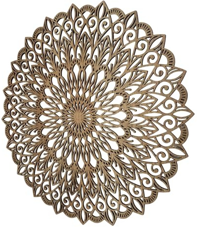 SENTOP HDF0251 Blume des Lebens aus Holz, Mandala-Wandkunst, Geschnitztes Bild an der Wand für den Innenraum, HolzKunst Dekor (Goldeiche, 40 cm)