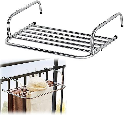 Tendedero Plegable de Acero Inoxidable para radiador, tendedero de Pared para Colgar Ropa, tendedero para radiador, portátil para barandillas de balcón, alféizar de Ventana, Color Plateado (Plata 50