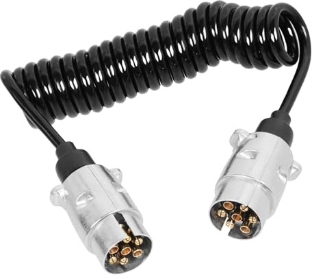 Sepzlly 7 Pin Trailer Extension Lead, 3M/9.84FT Male Extension Adapter Cable Connection 12V Metal Alloy Trailer Plugs Trailer Connector for Towing Caravan Vehicle RV Truck