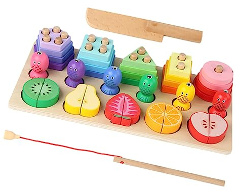 Toddmomy Juguetes Qieqi Le Pilar De Madera De Pesca Divertido Educativo para Tabla De Corte para Frutas Juguete De Pesca para Actividades Al Aire