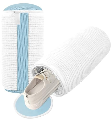 2 stycken skotvättpåsar tvättmaskin, skopåse tvättmaskin 360° allroundrengöring, tvättpåse skor med dold dragkedja, tvättpåse skor för sneakers, tennisskor (vit)