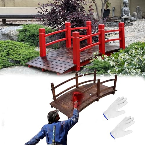 gartenbrücken teichbrücke DIY-Gartenbrücke Aus Holz, Dekorativ Mit Handschuh, Rustikaler Bogen-Fußgängersteg, Teichbrücke, Gehweg Mit Seitengeländer Für Den Außenbereich, Fischteich-Brückenweg(150cm)