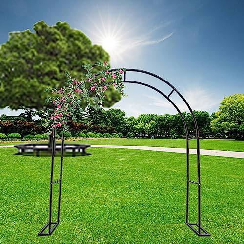 Arco in metallo nero per piante rampicanti, traliccio per patio esterno, pergola in ferro battuto per rose, decorazioni nuziali, elementi paesaggistici per prati e giardini