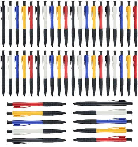 BAIFULAI 50er Kugelschreiber, Kugelschreiber Schwarz Tinte, 0.7mm Druckkugelschreiber Schreibend, Rutschfester Ballpoint Pen, Gehäuse Bunt, glattes Schreiben, Druckstifte für Büro und Haushalt Kulis