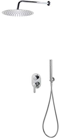 KLYDBMYT Système de Douche en Acier Inoxydable 201 argenté, Colonne de Douche Multifonction, pommeau de Douche Cascade, Jets de Corps, Douche à Main et Bec de Baignoire, système de Douche Mural