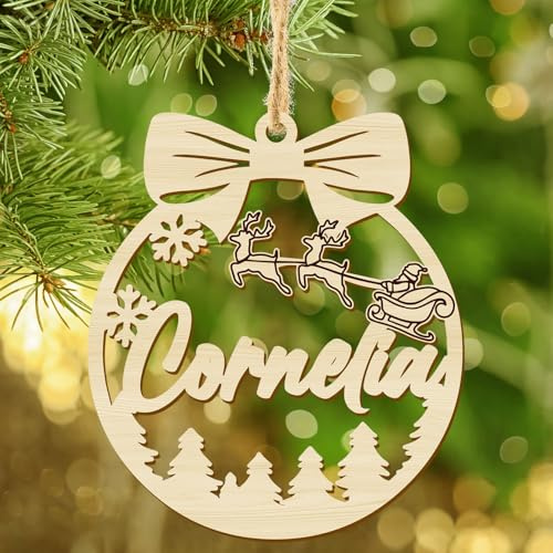 Weihnachtsbaumkugel Holz Name Christbaumschmuck Personalisiert Weihnachtsbaumschmuck Anhänger Ornament mit Wunschname