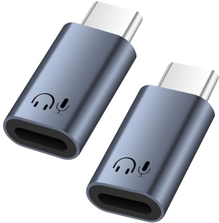 Lightning auf USB C Audio Adapter für Kopfhörer, Unterstützt Musik & Line Control, Kompatibel mit iPhone 17/16/15 Serie, iPad und USB-C Geräten, Hochwertiger Lightning zu Typ-C Adapter (2PCS Grau)