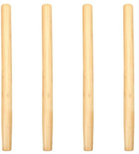 Alasum Manici in Legno per Attrezzi da Giardino, Impugnatura Antiscivolo Ergonomica, Set 4 Pezzi da 35-40 Cm, Sostituzione Manico per Falci e Pale, Accessori per Uso Outdoor
