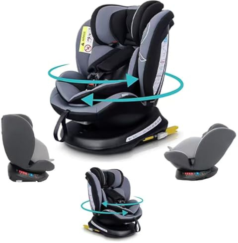 360° Rotating Car Seat, Baby Carriage, Car Infant Seat, Baby Booster Seat, R129, ISOFIX, Birth to 12yrs (40-150cm), i-Size, Group 0+/1/2/3, Recline 170°, Swivel, 0-36 KG Newborn, New