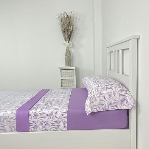 Rufino Díaz Juego Sábanas 3 Piezas Verano Musical (Lila - 105 cm) - Taco Extra Suave para Adultos e Infantil - Sensación acogedora y de Confort