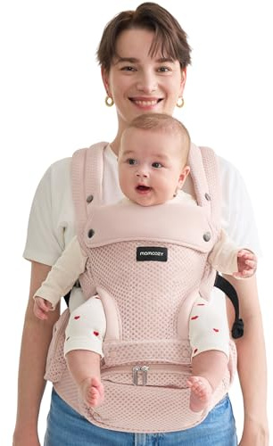 Momcozy bärsele med höftkudde, 2-i-1 justerbar och avtagbar bärsele upp till 20 kg rosa