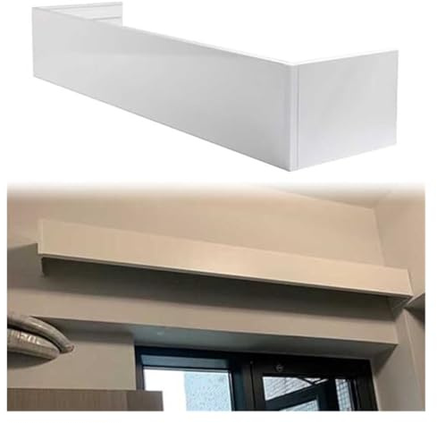 Blackout Curtain Valance Box - Ceiling/Wall Mount, Aluminum Curtain Pelmet Panel (No Track), Decorative Rod Cover Baffle, 1m-6m Length, Easy Install(Wall Mount,180cm/5.9ft)